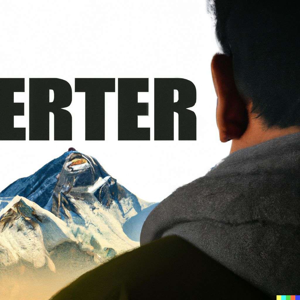someone gazing at Mount Everest, brand mark